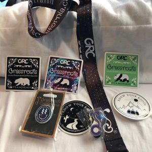 Grassroots lanyard, buttons, and stickers